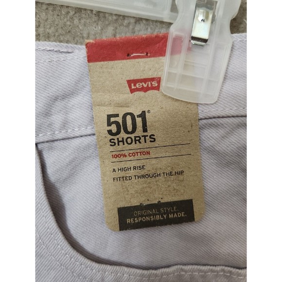 Levi's 501 Cotton High-Rise Denim Shorts Womens 31 Lilac Purple Raw Hem NEW - Picture 5 of 11